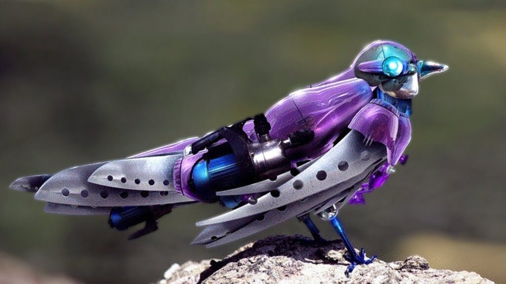 Pájaro robot en la ciencia.